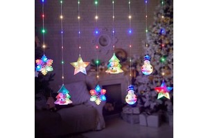 New Arrival LED Christmas Fairy String Lights with Santa Claus Snowman for Indoor Outdoor Window Curtain Decoration
