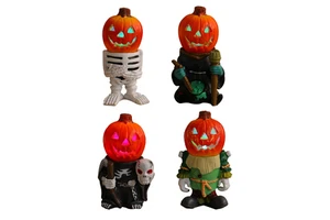 Pumpkin Knight Table Ornament Halloween LED Lights Resin Garden Decor Promotional Party Supplies with Ghost Glow Effect