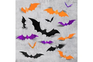 Halloween Decorations Indoor Outdoor Reusable 3D PVC Bats Wall Decor Halloween Graduation Party Supplies Decorations