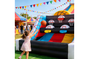 Inflatable Football Toss Game with 5 Target Zones Party Interactive Carnival Game PVC Construction for Kids 2Min Quick Inflation