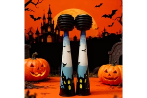 Halloween Paper Trumpet Holiday Party Decor Festive Props 2 Pack Air Horn Novelties Bat Graveyard Atmosphere Supplies