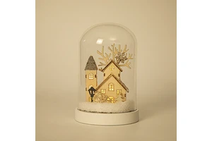 Christmas LED Lighting Glass Ornaments Christmas Village Wooden Decorations Festive Christmas Decorations