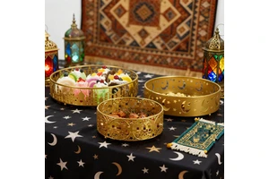 Ramadan Supplies-Ramadan Home Decoration Muslim Iron Tray for Candies and Desserts Metal Crafts From the Festival Decorations
