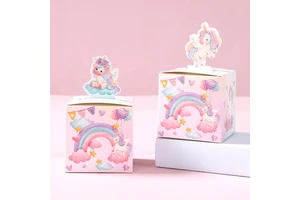 24pcs Unicorn Party Favor Boxes Candy Paper Boxes for Birthday Gift Party Packaging Candy Treat Boxes