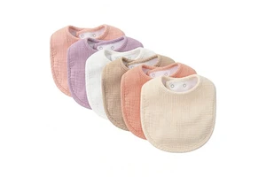 Custom Printed 100% Cotton Muslin 6-Layer Baby Bibs Set For 0-24M Baby Feeding Washable Anti-Bacterial & Eco-Friendly