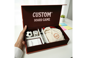 Customized Family Party Tabletop Board Game Gift Box OEM Printed Board Game Set With Dice Soccer Ball Timer Card Storage Bag