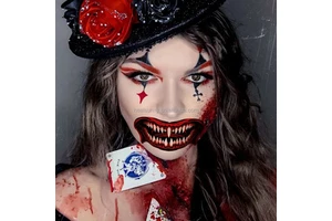 Halloween Horror Scary Party Mouth Tattoo Stickers Face Sticker Waterproof Funny Makeup Temporary Tattoo DIY Decals