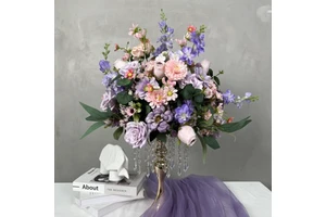 New Wedding Decorations Premium Purple Series Artificial Flower Bouquets for Wedding Table Centerpiece Decorations