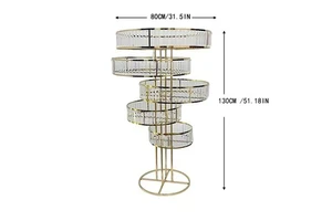 New Arrival Acrylic Wedding Flower Stand Luxury Tall Gold Metal Crystal Flower Stand Table Centerpiece Decoration for Wedding