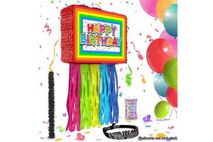 Happy Birthday Pinata Children's Birthday Party Game Props with Stick Kids Adult Birthday Party Decoration Pinata Toys