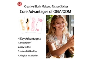 Custom OEM Cute Cartoon Makeup Eye Beauty Girl Stage Paste Temporary Tattoo Sticker Freckle Patches Powder Blusher Water