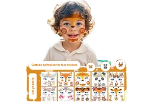 Animal Cartoon Face Temporary Tattoo Stickers for Kids Transfer Printed Magic Stage Makeup for Holiday Parties New Stickers