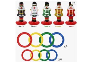 Kids Inflatable Ring Toss Christmas Party Game Set Lightweight Fun Interactive Holiday Toy for Celebration and Gifts