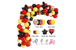 Birthday Party Favors Decorations Themed Latex Red Black Yellow and White Ballon Polka Dot and Confetti Balloon Garland Arch Kit