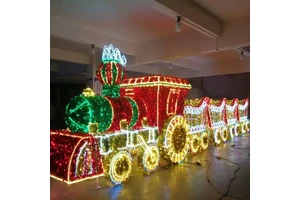 Giant Outdoor LED Lighted 3D Christmas Ornaments Gingerbread Candy Cane Thomas Train Motif Light Christmas Decorations