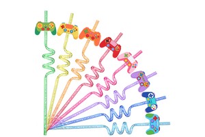 Newly Arrived Customizable PVC Glitter Spiral Straw Waterproof Party Game Controller Custom Color Logo-Christmas Supplies