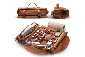 Wuyi Camol Factory 17-piece Travel Bartender Kit With Portable Canvas Bar Bag Stainless Steel Cocktail Shaker Making Set