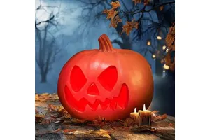 Outdoor Yellow Halloween Decorations Jack O Lantern Light Plastic Pumpkins Trick Treat Table Top Party Supplies Favors