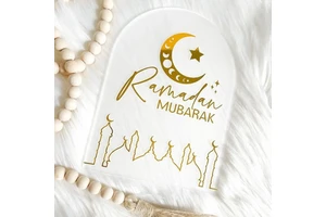 2024 Ramadan Countdown Acrylic Ornament Ramadan Decorations for Muslim Party Mubarak Ramadan Party Supplies