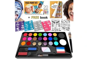 20 Water Based Non-toxic Paints Kids Face Painting Stencil Face Painting with Brushes Face Painting Glitter