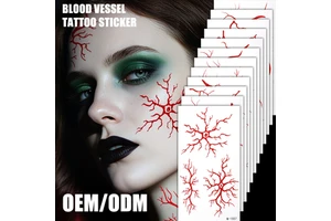 Waterproof White Halloween Horror Thriller Eco-Friendly Body Face Temporary Face Body Makeup Paper Design Art Tattoo Sticker
