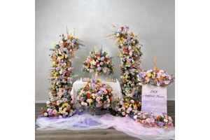Gorgeous Colorful Artificial Flower Arch Decoration Wedding Floral Arrangement Artwork Ornament Table Flower Centerpiece