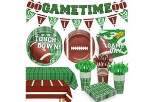 Football Party Decorations Supplies Disposable Football Tableware Set for Sport Themed Game Bowl Gameday Birthday Party Favors