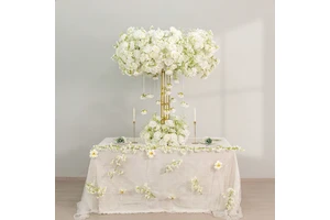 Wedding Event Decoration Faux Round Crown Table Floral White Artificial Baby Breath Flower Rose Large Centerpiece Flower