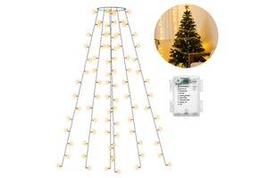 Aigostar 108 LED 1.8m Battery Operated Christmas Tree Lights Model 8719138877294 IP44 Waterproof Warm White Snowflake Shape 8