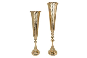 Golden Aluminum Tabletop Flower Vase Set Glamorous Handmade Wedding Decoration New Arrival