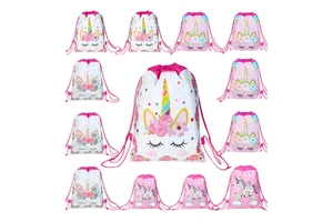 2022 Hot Sell New Year Party Favors Drawstring Bags for Kids Custom Logo Option 27x34cm Polyester Backpack