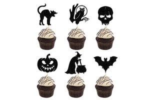Halloween Cupcake Decorative Flash Pumpkin Ghost Witch Halloween Party Cake Decorative Supplies