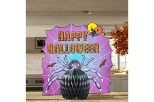 Hanging Spider Shape Handmade Tissue Paper Backdrop Decoration Supplies for Halloween Party