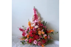 Orange Red & Hot Pink Artificial Roses Floral Ball Wedding Table Centerpieces Real Touch Event Decor New Ball Design