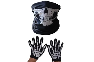 Halloween Mask Terrifying S-kull Chin Mask Skeleton Ghost Glove Set Performance Party Dressing Decoration Supplies Toys