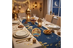 Table Ramadan Decorations 2026 Mosque Lantern Islamic Happy Ramadan Mubarak Party Supplies Decorations Eid Mubarak Table Runner