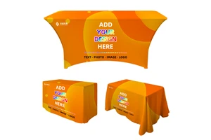 Custom Dye Sublimation Printed logo Trade Show Polyester Waterproof Fitted Stretch Spandex Tablecloth Table Cover Table Cloths