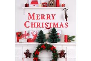 New Christmas Decorations Set 3D Paper Ornaments Xmas Tree Crafts Holiday Party Supplies Eco-Friendly Reusable Foldable Indoor