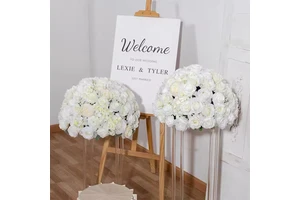 Wedding Flower Arrangement Silk Wedding Table Decoration Red and White Rose Centerpiece