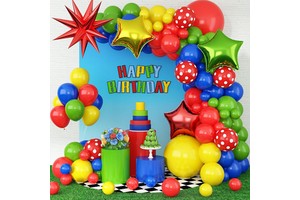 Carnival Circus Video Game Balloon Garland Arch Kit Colorful Latex Balloons Backdrop Clown Theme Birthday Party Supplies