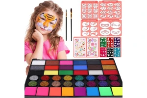 42-Color Customizable Watercolor Face Paint Set with Color Box Packaging Water-Soluble for Halloween & Christmas