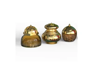 Golden 25ml 50ml 100ml Arabic Style Egyptian Dubai Middle East Inlaid Carved Luxury Glass Jar Fragrance Bakhoor Jar With Coat