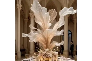 Custom Table Flowers Artificial Giant Flower Events Table Center Piece Decoration Organza Artificial Flowers for Wedding Decor