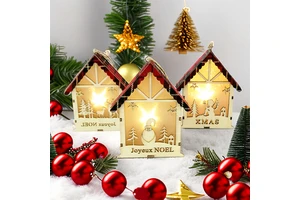 Hot Sale Christmas Wooden House Hanging Ornament for Festive Christmas Decorations