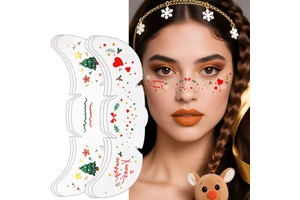 Christmas Glitter Freckles Face Tattoos Temporary Tattoo Stickers for Kids Adults Eco-Friendly Paper Water Resistant Makeup