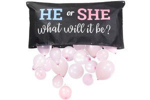 Gender Reveal Party Supplies Balloon Drop Bag with Pink and Blue Balloon for Boy or Girl Party Game Baby Shower Photo Backdrop
