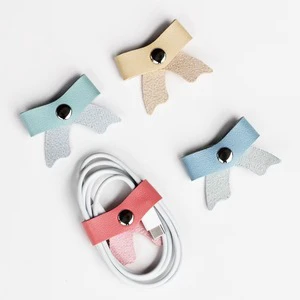 Cable Storage Organizer Clips Pu Bow Charging Cable Management for Travel Desk Home Secure Tidy Data Cable Holders