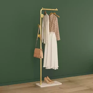 Low MOQ Modern Marble Base Clothes Racks Metal Coat Cap Storage Rack Golden Coat Rack Stand with Hooks for Living Room Bedroom