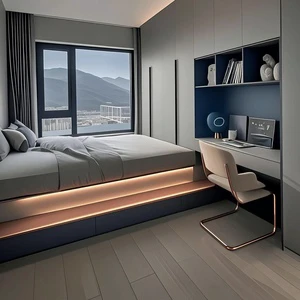 Space-saving Children's Half Stair Bed With Wall Wardrobe And High Combination Bed Log Tatami Bed Cabinet For Bedroom