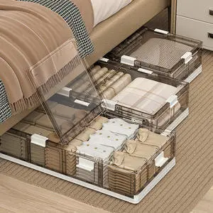 Foldable Flat PP Under-Bed Storage Box Household Bed End Clothes Quilt Dust-Proof Multifunctional Organizer